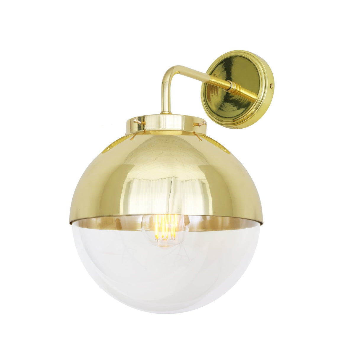 Florence Antique Brass Globe Wall Light with Clear Glass Shade