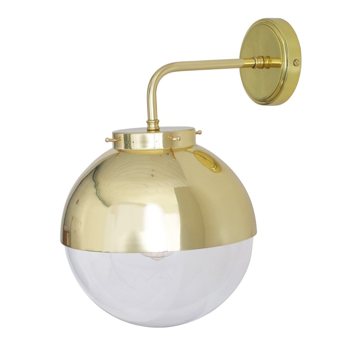Florence Antique Brass Globe Wall Light with Clear Glass Shade