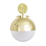 Florence Antique Brass Globe Wall Light with Clear Glass Shade