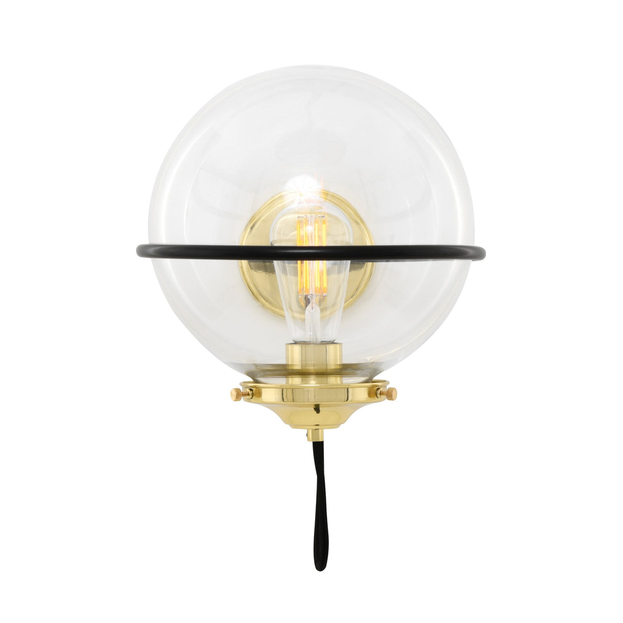 Oranmore 25cm Antique Brass & Black Globe Wall Light