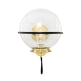 Oranmore 25cm Antique Brass & Black Globe Wall Light