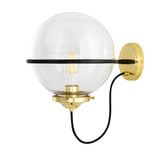 Oranmore 25cm Antique Brass & Black Globe Wall Light