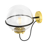 Oranmore 25cm Antique Brass & Black Globe Wall Light