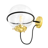 Oranmore 25cm Antique Brass & Black Globe Wall Light