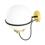 Oranmore 25cm Antique Brass & Black Globe Wall Light