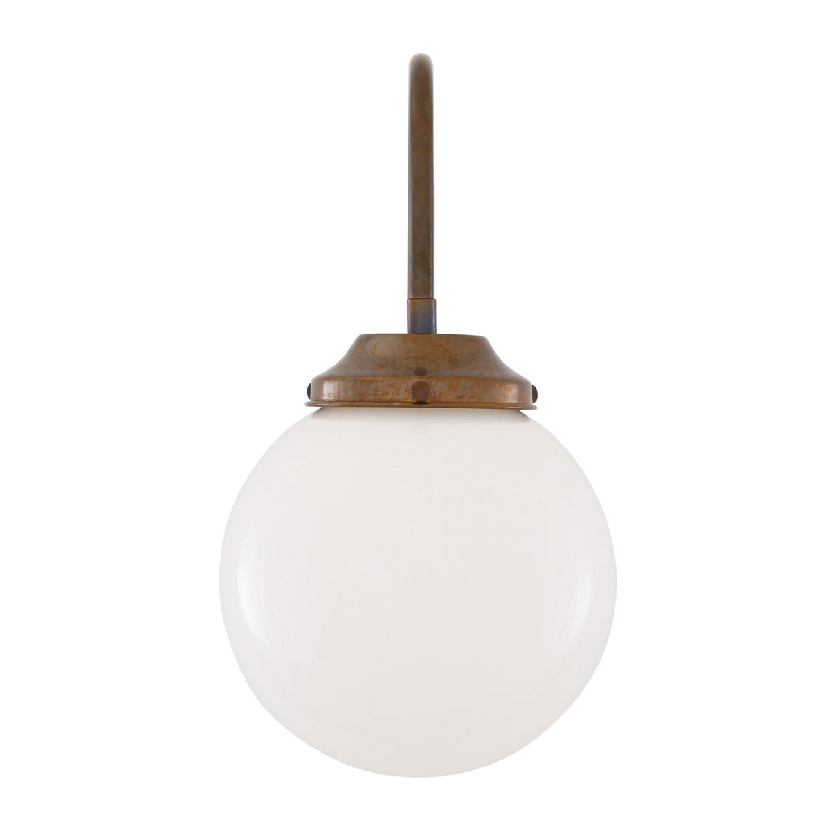 Vintage Brass and Glass Swan Neck Wall Light - 20cm