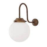 Vintage Brass and Glass Swan Neck Wall Light - 20cm