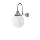 Vintage Brass and Glass Swan Neck Wall Light - 20cm