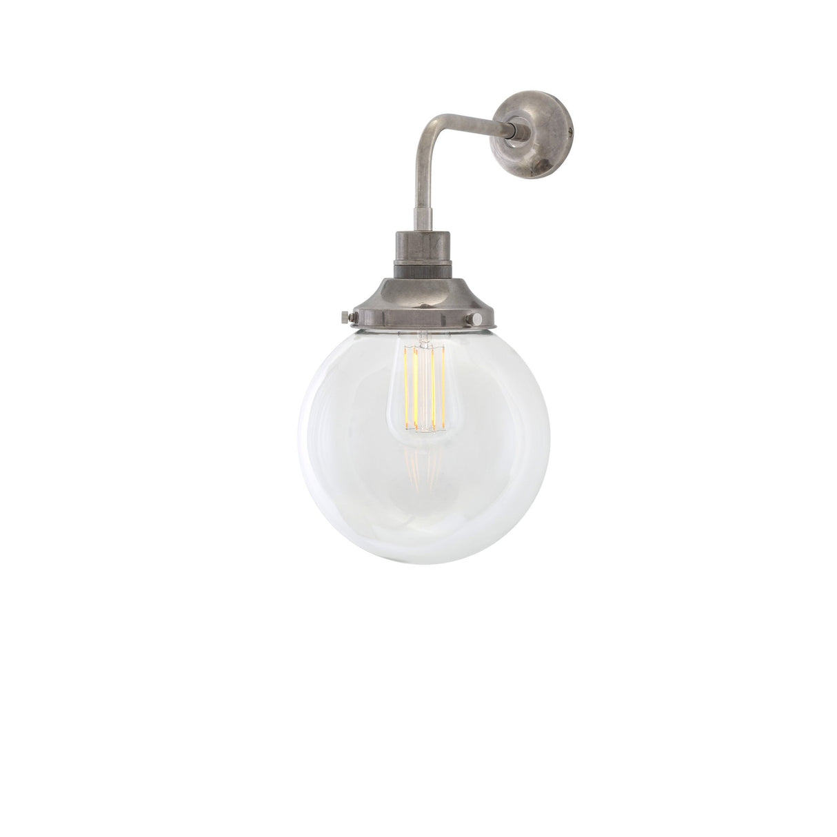 Antique Brass & Clear Glass Wall Light – Bamako 20cm Design