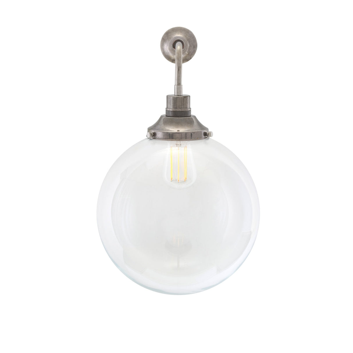Bamako Antique Brass Wall Light with Clear Glass, 30cm