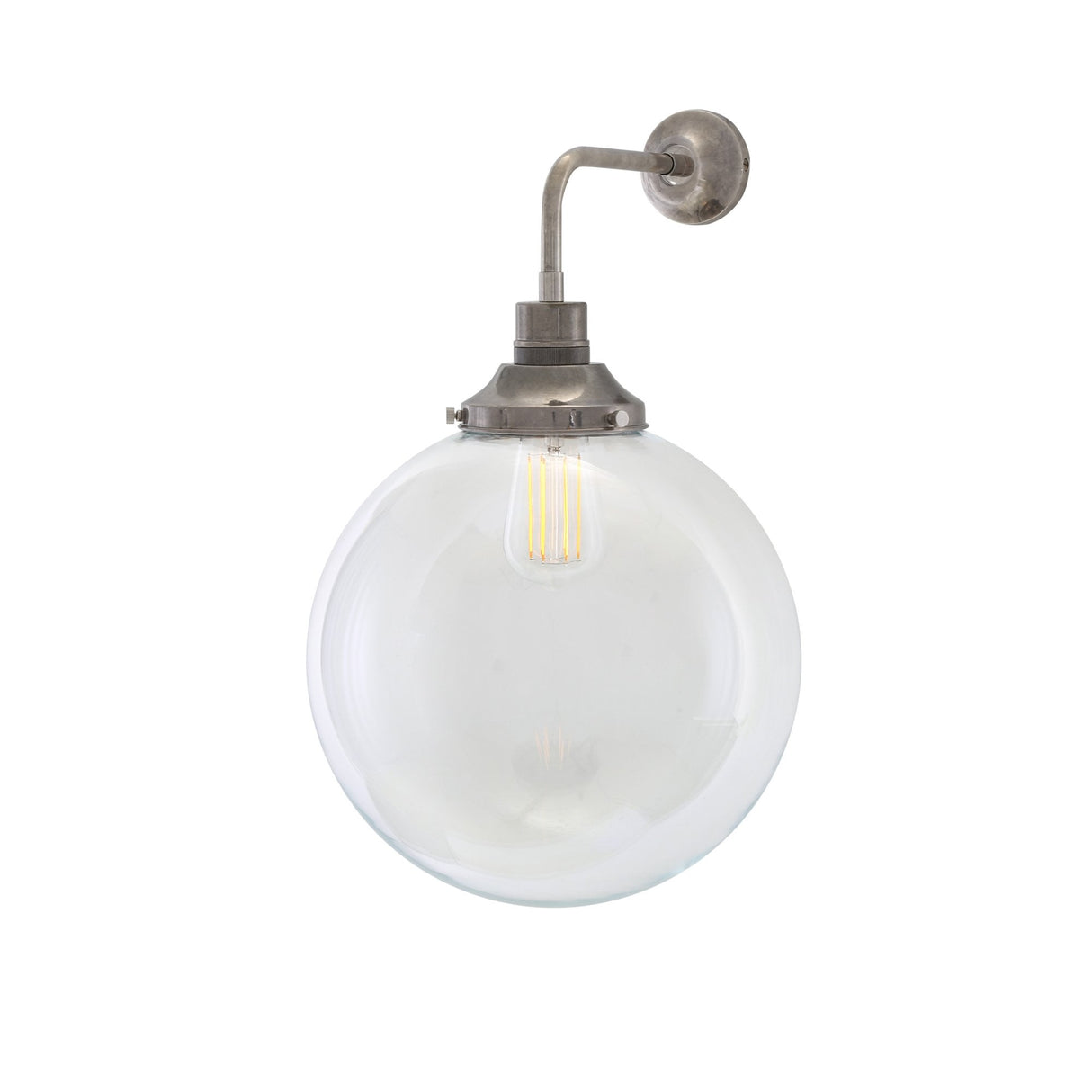 Bamako Antique Brass Wall Light with Clear Glass, 30cm