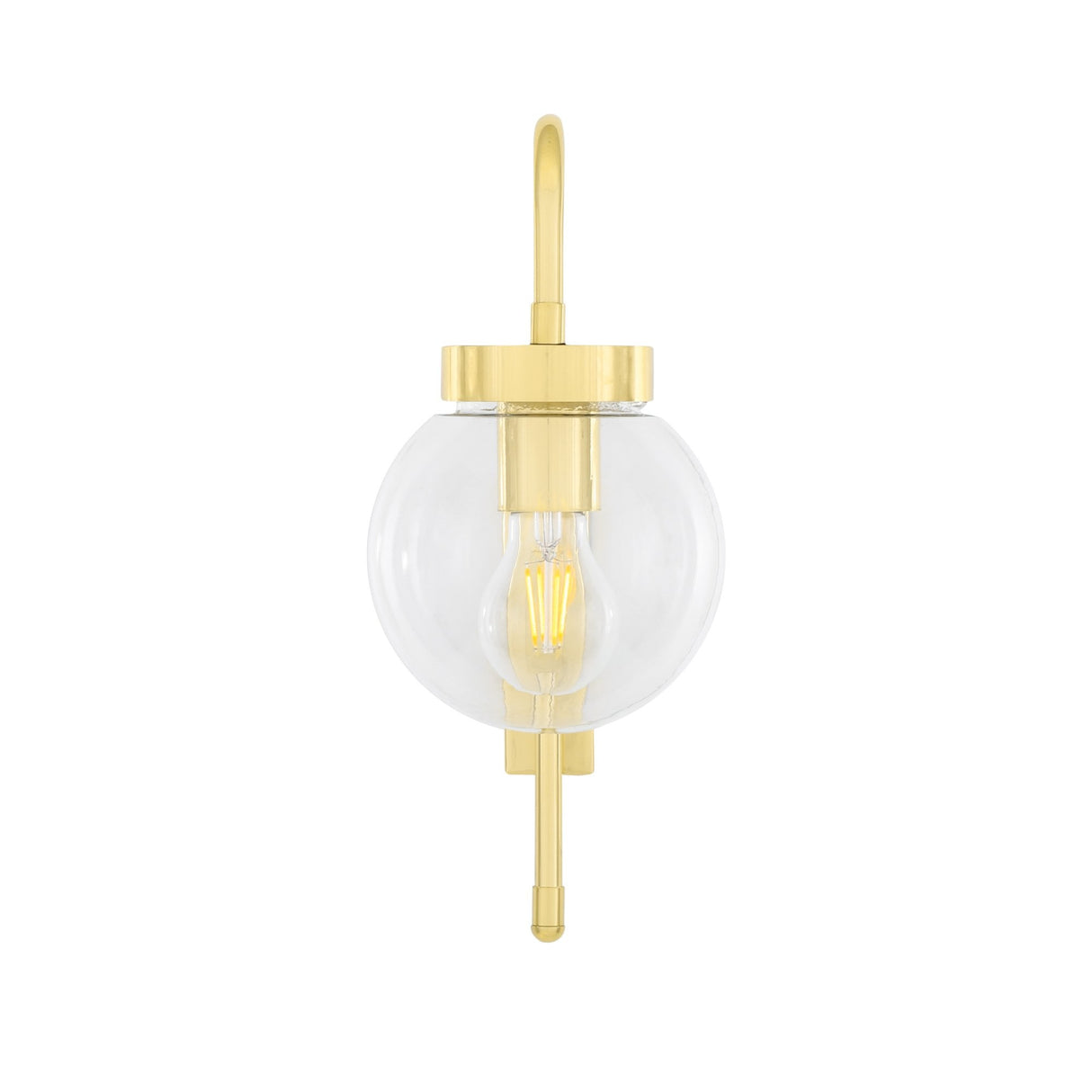 Vintage Brass Lantern Wall Light with Clear Glass Shade