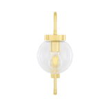 Vintage Brass Lantern Wall Light with Clear Glass Shade
