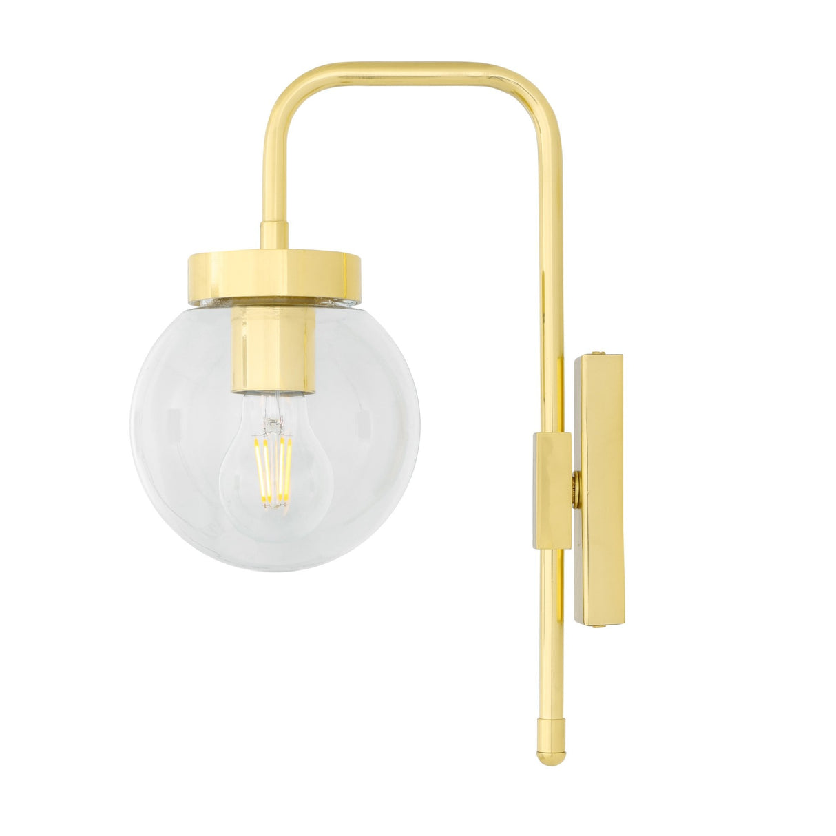 Vintage Brass Lantern Wall Light with Clear Glass Shade