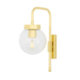 Vintage Brass Lantern Wall Light with Clear Glass Shade