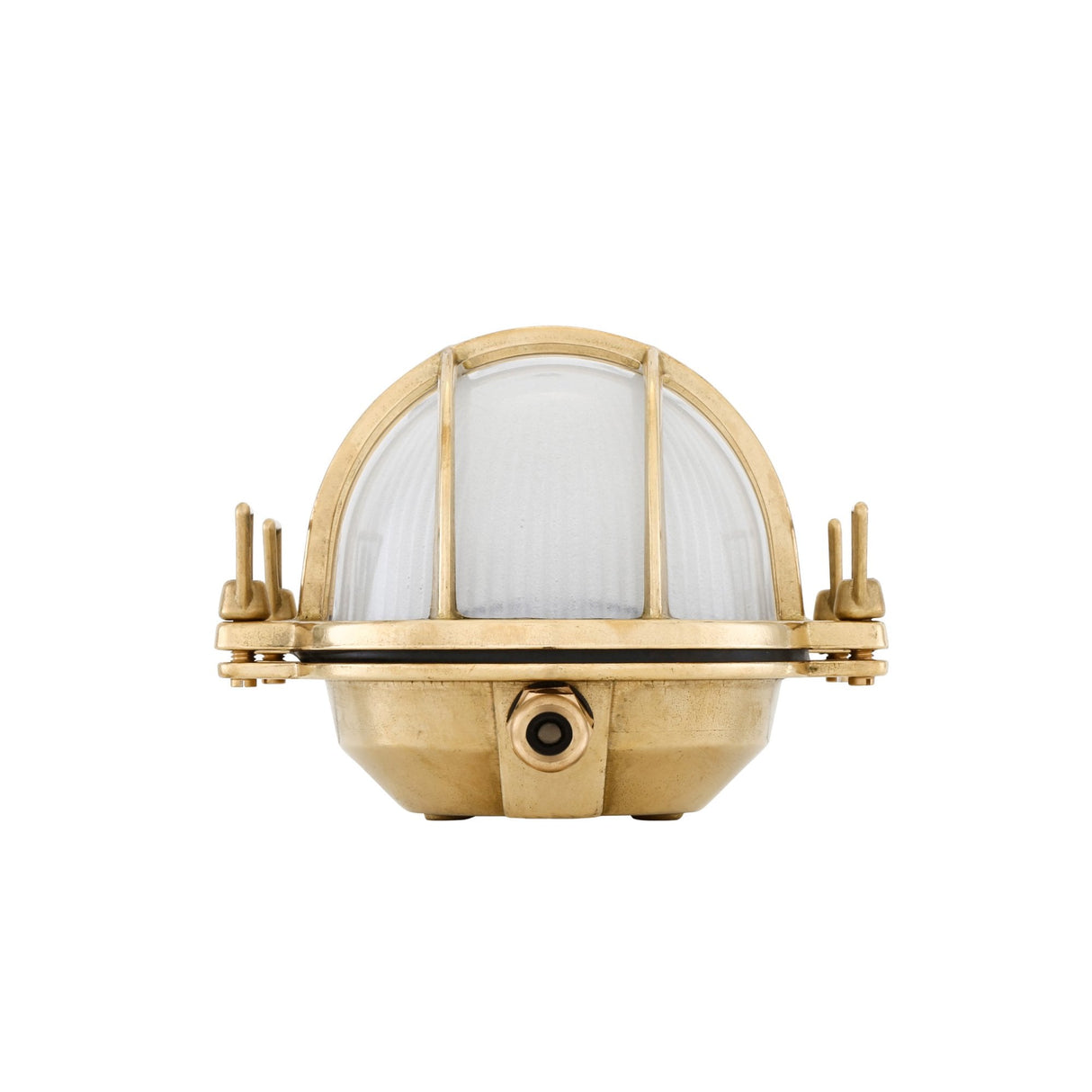 Nautical Brass Wall Light with Frosted Glass - Emergency LED Bulkhead
