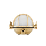 Nautical Brass Wall Light with Frosted Glass - Emergency LED Bulkhead