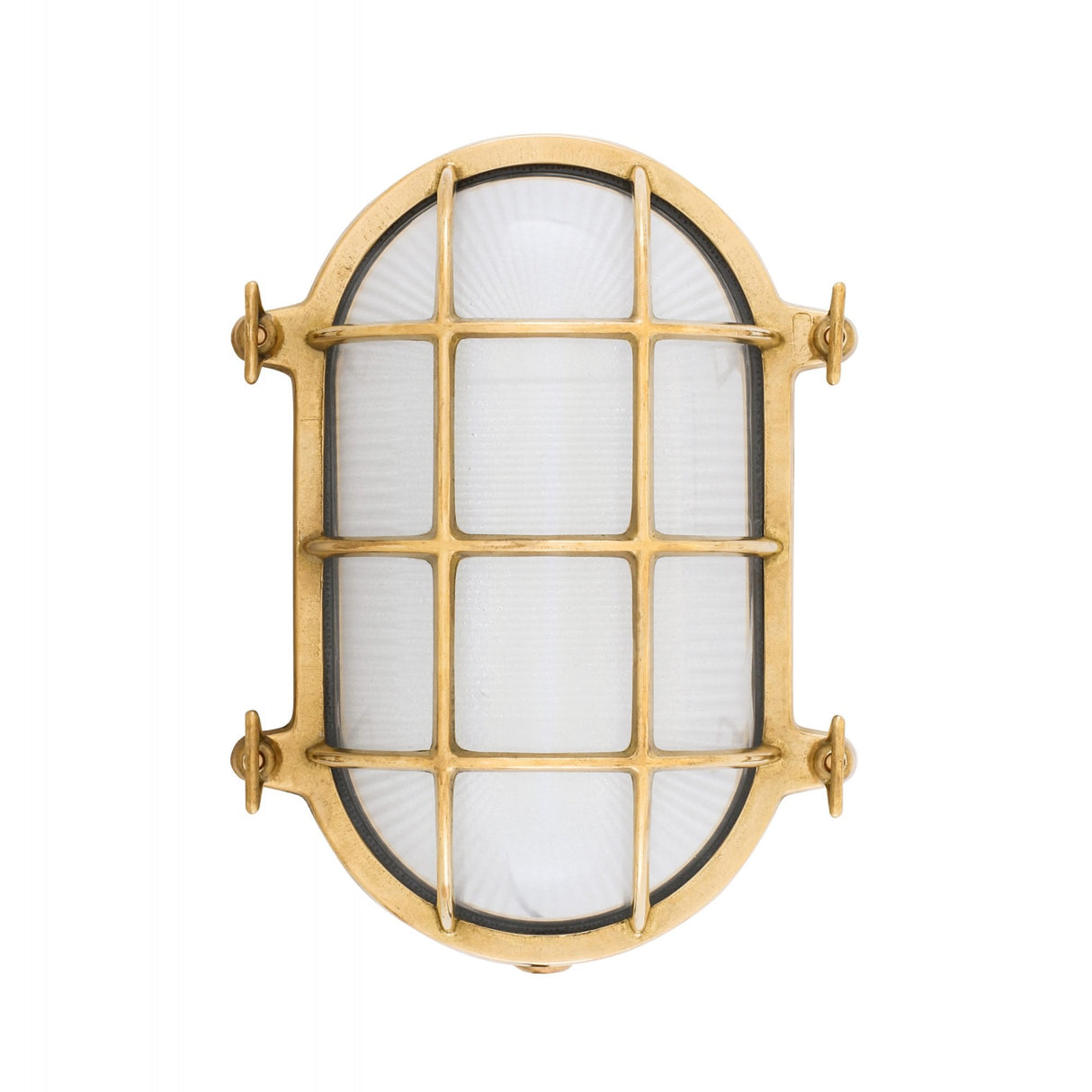 Nautical Brass Wall Light with Frosted Glass - Emergency LED Bulkhead
