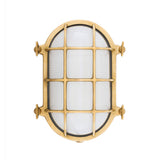 Nautical Brass Wall Light with Frosted Glass - Emergency LED Bulkhead
