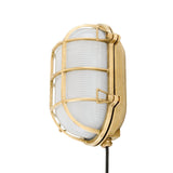 Nautical Brass Wall Light with Frosted Glass - Emergency LED Bulkhead