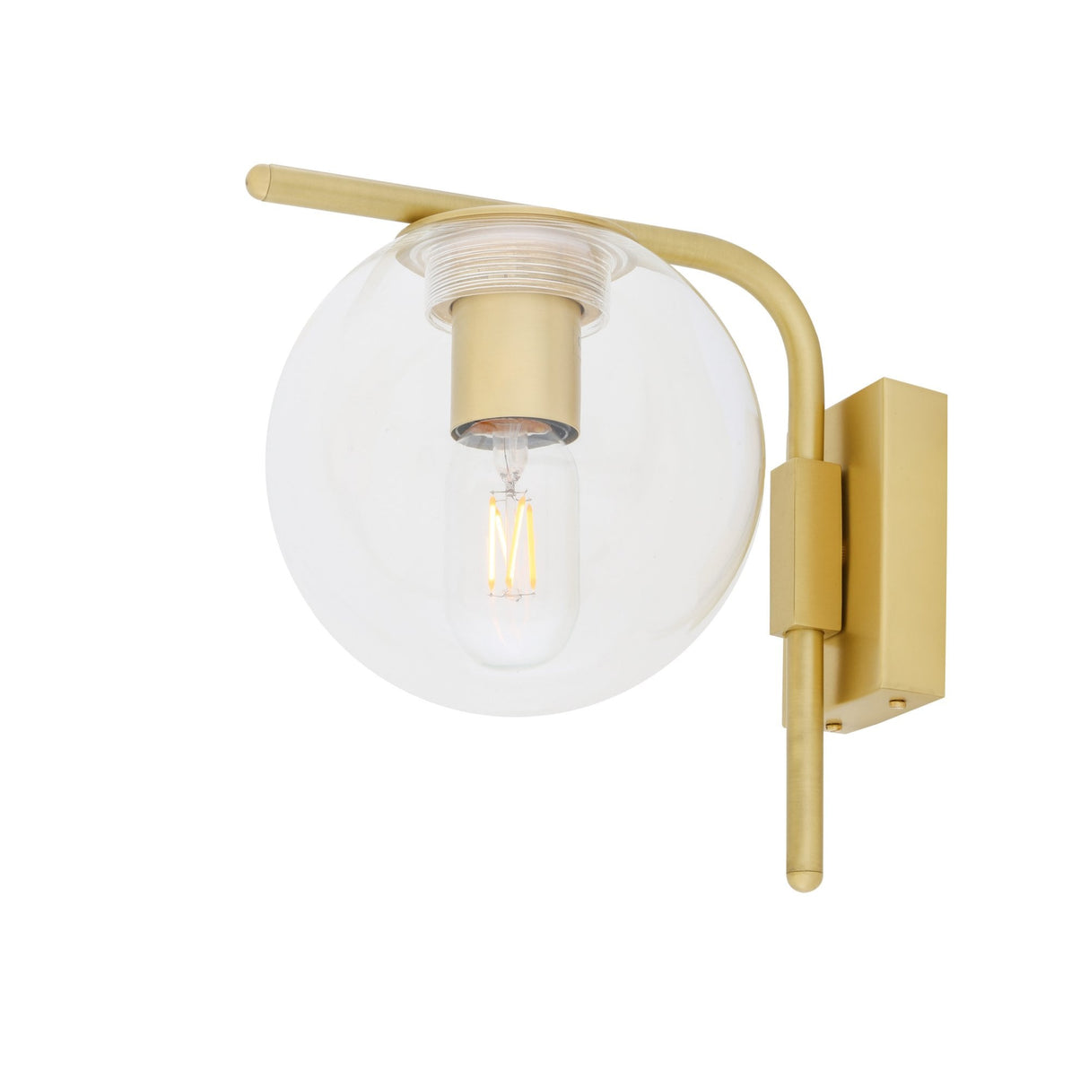 Antique Brass and Clear Glass Globe Wall Sconce