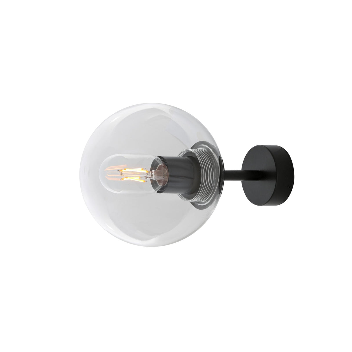 Antique Brass Globe Wall Sconce with Clear Glass