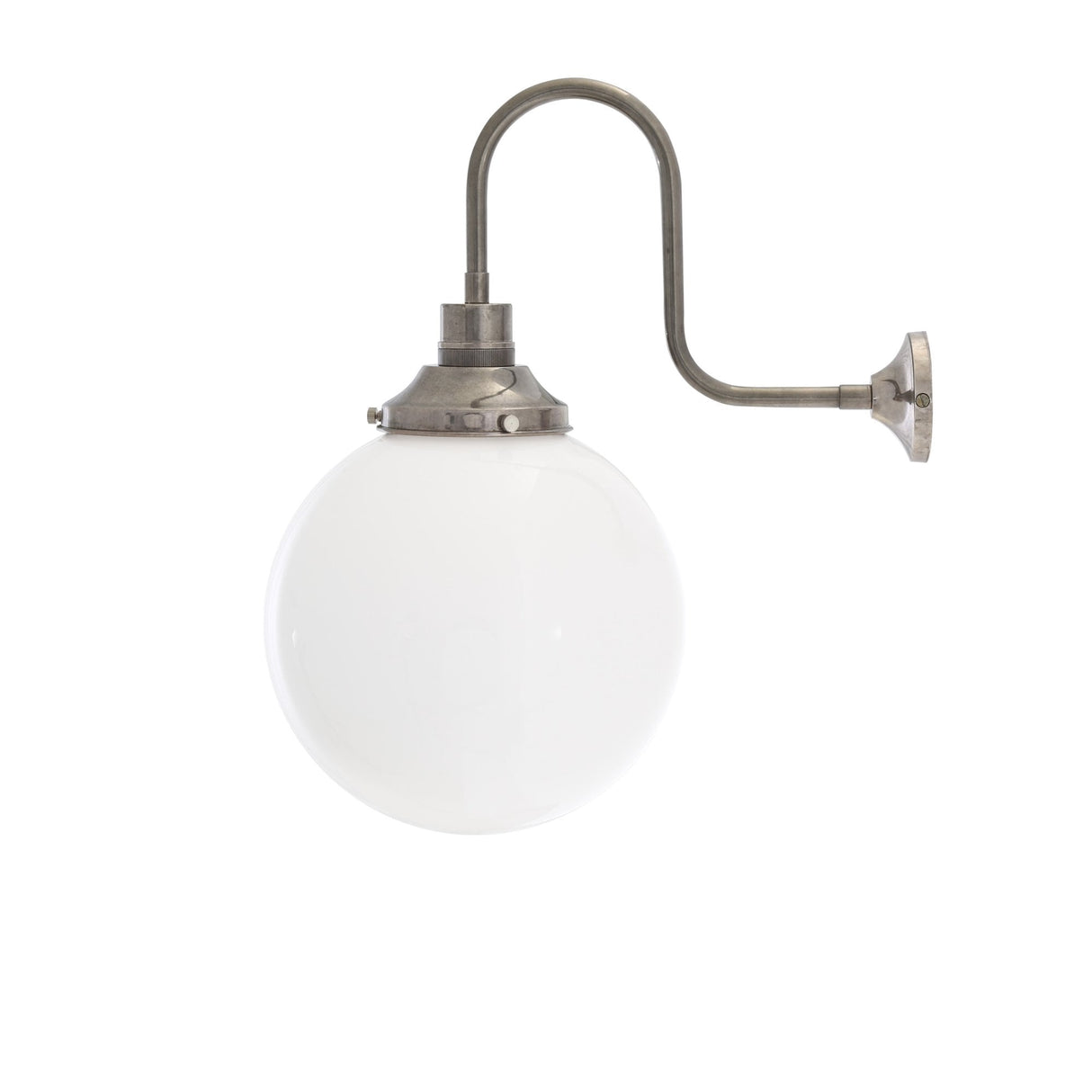 Vintage-Inspired Swan Neck Wall Light in Antique Brass with Opal Glass