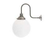 Vintage-Inspired Swan Neck Wall Light in Antique Brass with Opal Glass