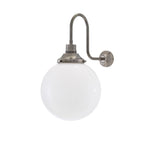 Vintage-Inspired Swan Neck Wall Light in Antique Brass with Opal Glass