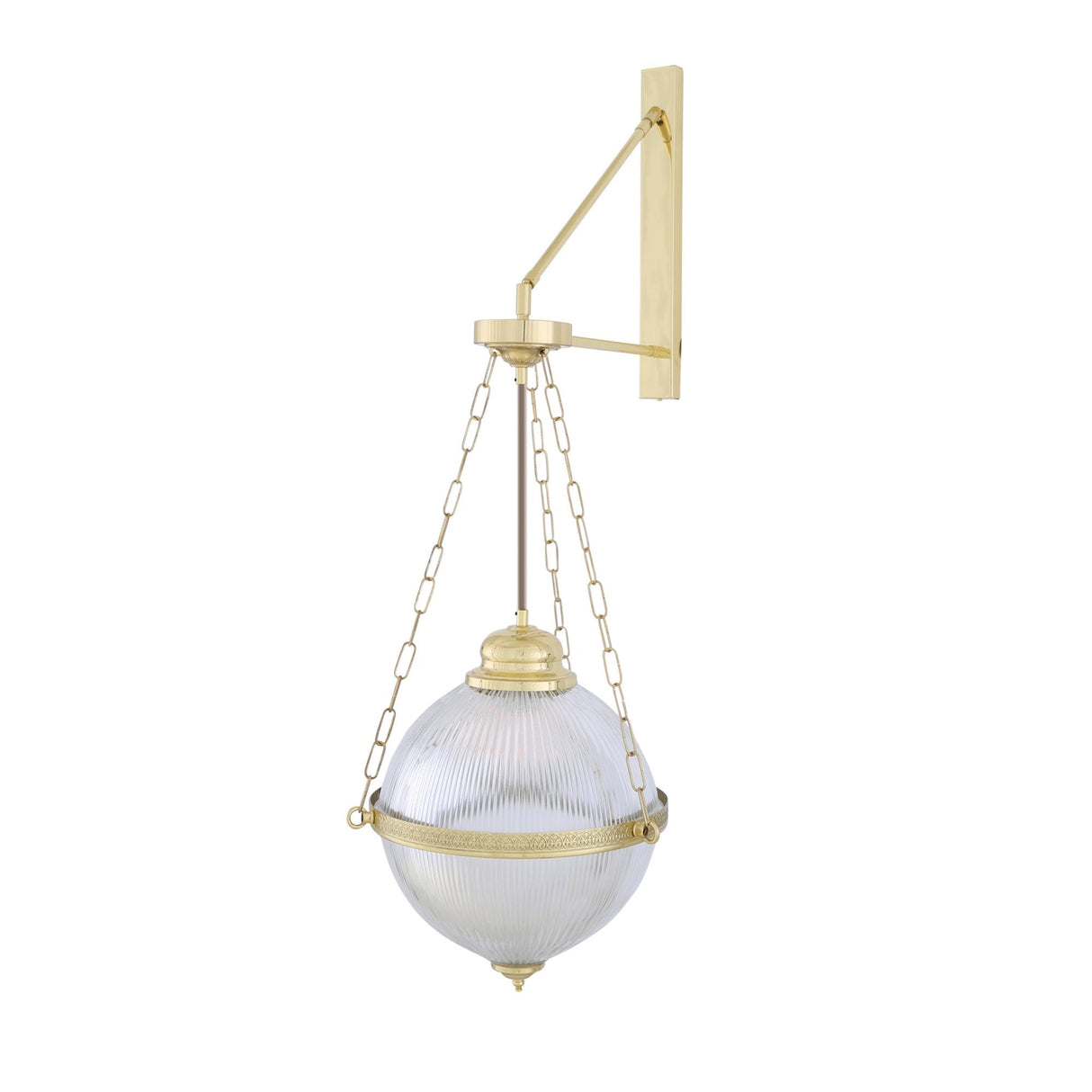 Antique Brass Blaenau Wall Sconce with Holophane Glass Shade