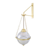 Antique Brass Blaenau Wall Sconce with Holophane Glass Shade