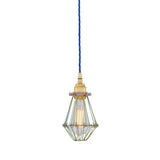 Praia Industrial Black Cage Pendant Light with Sage Green Cable
