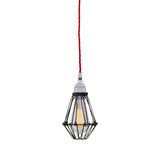 Praia Industrial Black Cage Pendant Light with Sage Green Cable