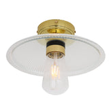 Antique Brass Gal Ceiling Light with Holophane Glass Shade