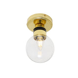 Vintage Brass and Glass Globe Bathroom Ceiling Light