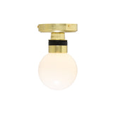 Vintage Brass and Glass Globe Bathroom Ceiling Light