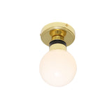 Vintage Brass and Glass Globe Bathroom Ceiling Light