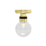 Vintage Brass and Glass Globe Bathroom Ceiling Light