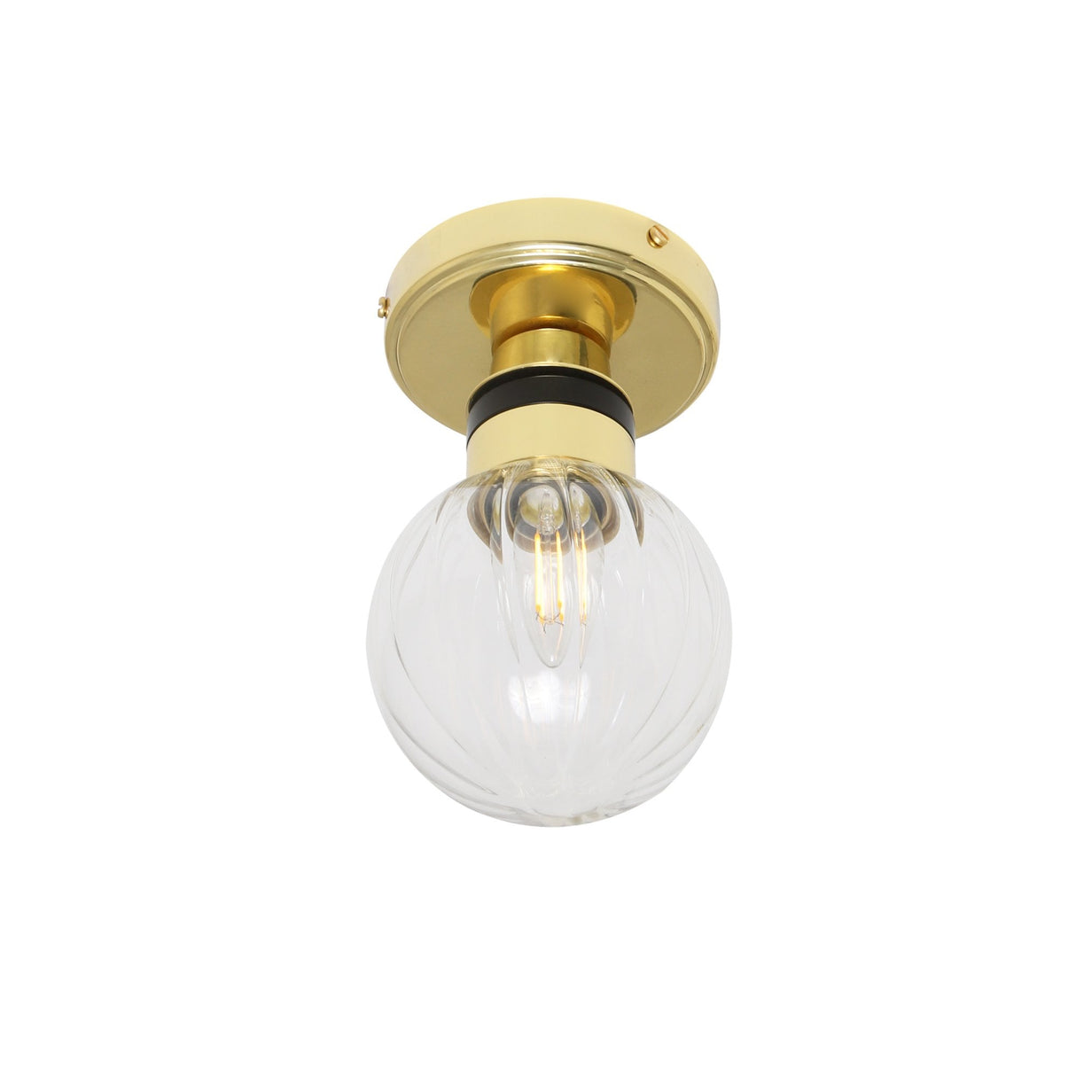 Vintage Brass and Glass Globe Bathroom Ceiling Light