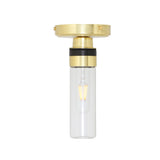 Tay Antique Brass Ceiling Light with Rippled Glass Shade