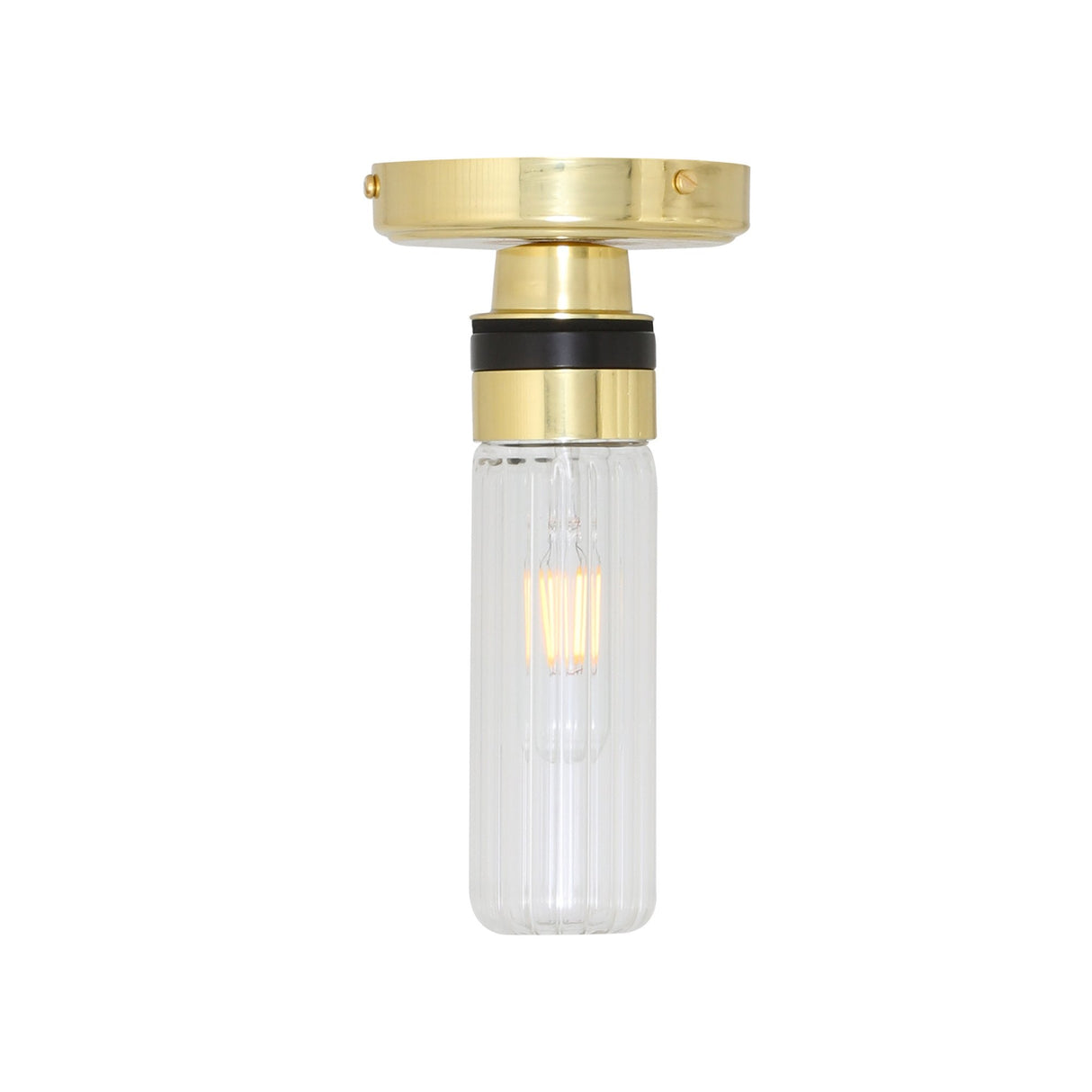 Tay Antique Brass Ceiling Light with Rippled Glass Shade