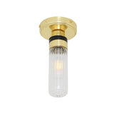 Tay Antique Brass Ceiling Light with Rippled Glass Shade