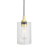 Calder Antique Brass Teardrop Pendant Light with Clear Glass