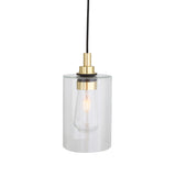 Calder Antique Brass Teardrop Pendant Light with Clear Glass