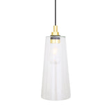 Vintage Brass and Glass Pendant Light - Clear Cylindrical Shade
