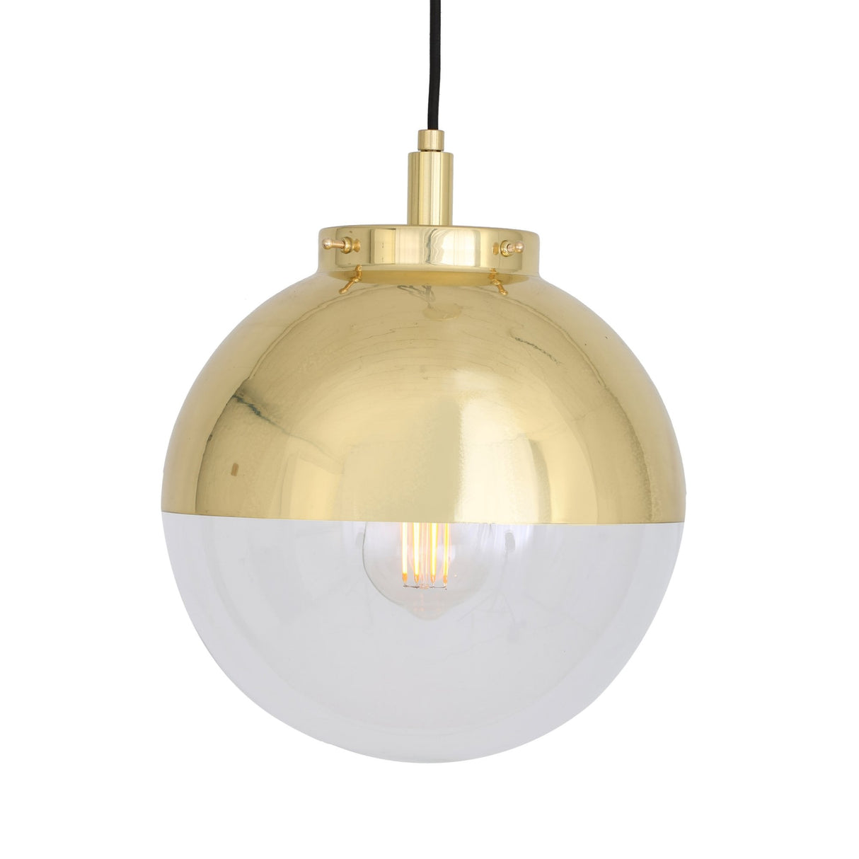 Antique Brass & Clear Glass Mica Pendant Light