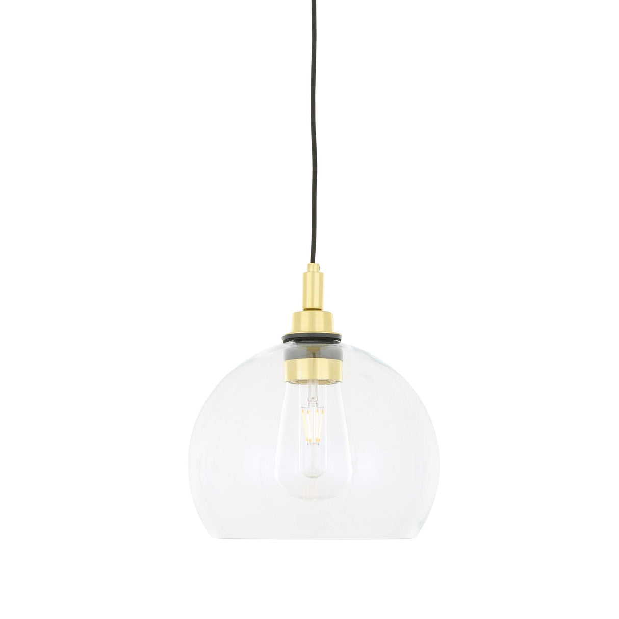 Leith Globe Pendant Light in Antique Brass with Clear Glass Shade
