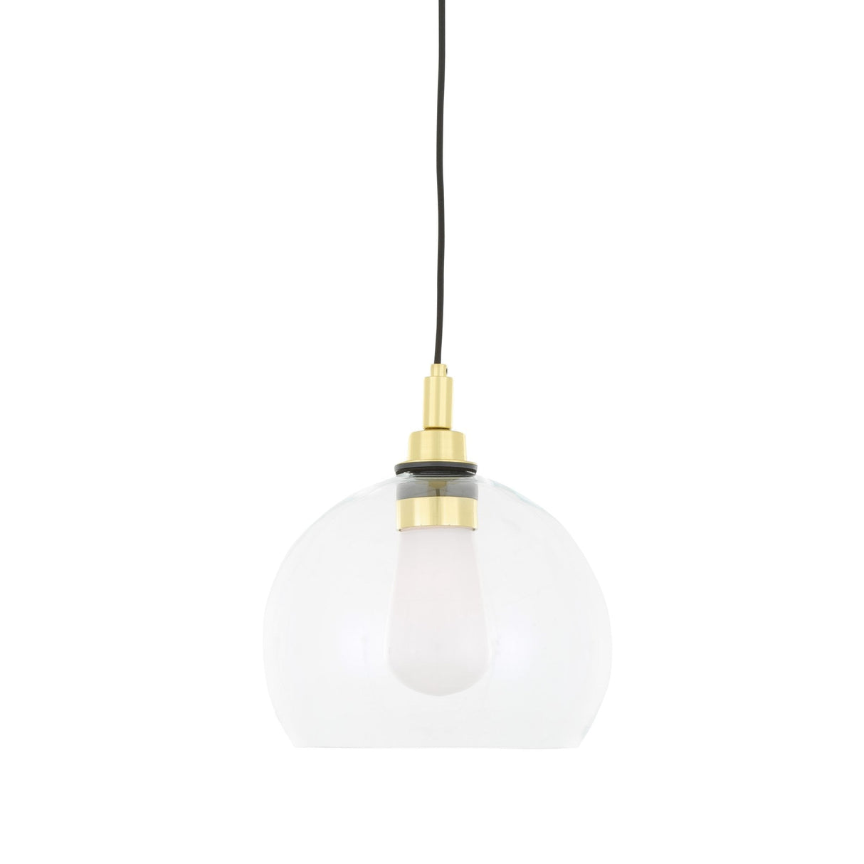 Leith Globe Pendant Light in Antique Brass with Clear Glass Shade