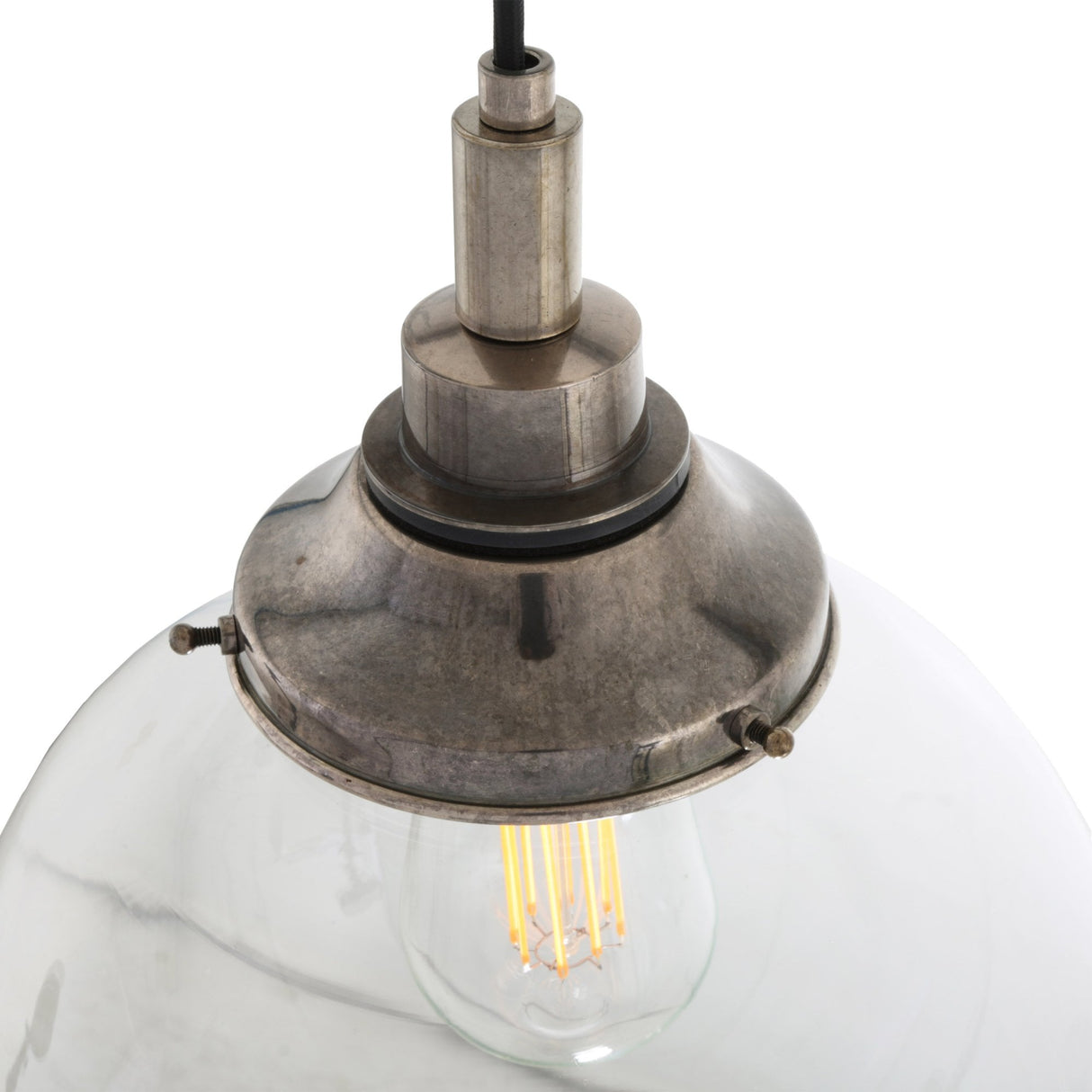 Laguna Antique Brass Glass Pendant Light, 25cm
