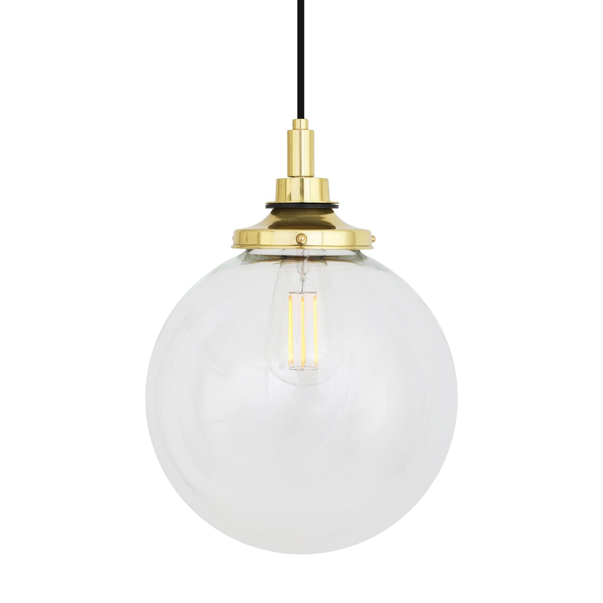 Laguna Antique Brass Glass Pendant Light, 25cm